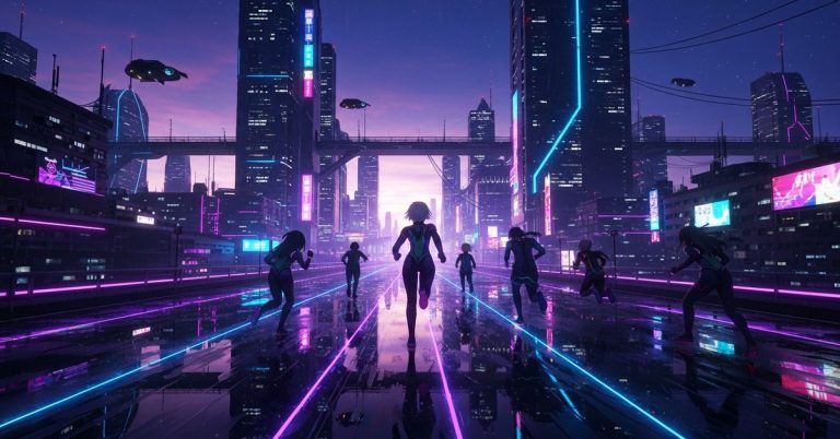 NTE key art showing Hethereau city at night